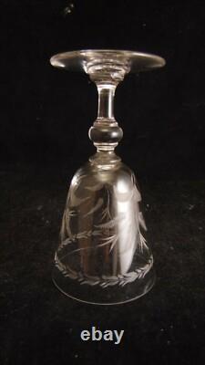 Service de 6 verres à vin en cristal de Saint Louis décor gravé de fougères