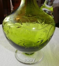 Service de nuit 4 pièces en cristal de St Louis taillé et gravé vert chartreuse