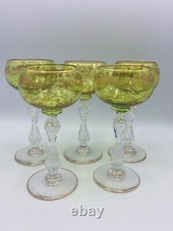 Service douze verres à vin roemer cristal taillé gravé doré Saint-Louis Micado