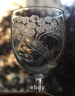 Service liqueur Art Nouveau Carafe 8 verres cristal gravé Baccarat St Louis