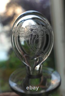 Service liqueur Art Nouveau Carafe 8 verres cristal gravé Baccarat St Louis