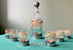 Service liqueur cristal Saint-Louis réhaussé or & cerclé argent en coffret