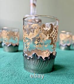 Service liqueur cristal Saint-Louis réhaussé or & cerclé argent en coffret