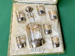 Service liqueur cristal Saint-Louis réhaussé or & cerclé argent en coffret