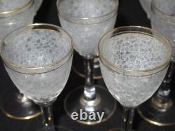 Service liqueur cristal givré SAINT LOUIS 8 verres 2 carafes et le plateau