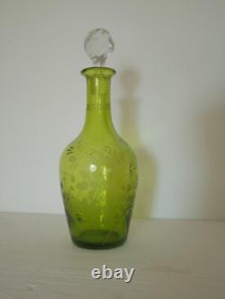 Service liqueur digestif cristal taillé gravé Saint ST Louis couleur chartreuse