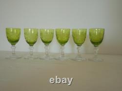 Service liqueur digestif cristal taillé gravé Saint ST Louis couleur chartreuse