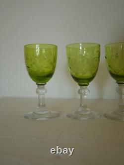Service liqueur digestif cristal taillé gravé Saint ST Louis couleur chartreuse