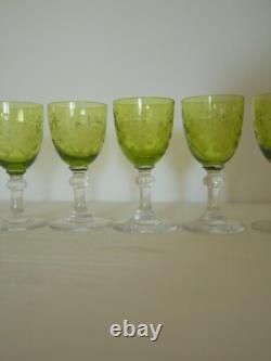 Service liqueur digestif cristal taillé gravé Saint ST Louis couleur chartreuse