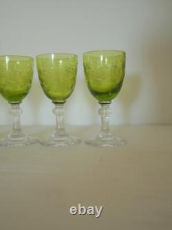 Service liqueur digestif cristal taillé gravé Saint ST Louis couleur chartreuse
