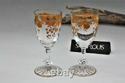 Set 2 verres à vin n°3 en cristal de Saint Louis Massenet Or NEUF Wine glasses