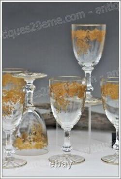 Set 6 verres à eau en cristal de Saint Louis Massenet Or NEUFS Water glasses
