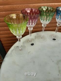 Six verres a eau cristal de couleur saint louis modèle tommy