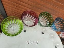 Six verres a eau cristal de couleur saint louis modèle tommy