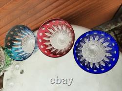 Six verres a eau cristal de couleur saint louis modèle tommy