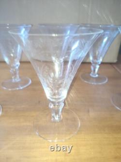 Six verres à eau en cristal décor de fleurs et frise dlg Baccarat St Louis