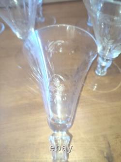 Six verres à eau en cristal décor de fleurs et frise dlg Baccarat St Louis