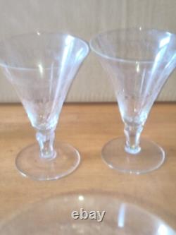 Six verres à eau en cristal décor de fleurs et frise dlg Baccarat St Louis