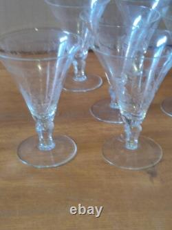 Six verres à eau en cristal décor de fleurs et frise dlg Baccarat St Louis