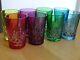 St Louis 8 Anciens Verres Liqueur Doubler Colorer Cristal Tailler Massenet 1920