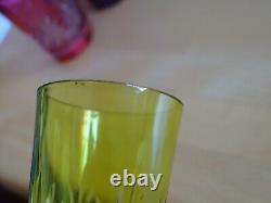 St Louis 8 Anciens Verres Liqueur Doubler Colorer Cristal Tailler Massenet 1920