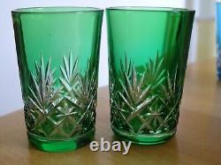 St Louis 8 Anciens Verres Liqueur Doubler Colorer Cristal Tailler Massenet 1920