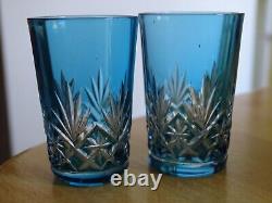 St Louis 8 Anciens Verres Liqueur Doubler Colorer Cristal Tailler Massenet 1920