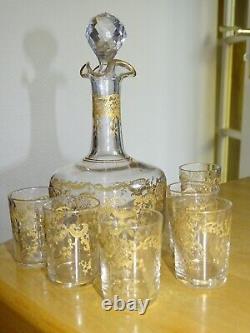 St Louis Ancien Service A Liqueur En Cristal Gravure Talma Gold