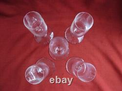 St Louis, Aurore, Serie De 5 Flutes A Champagne En Cristal Uni, Annees 80