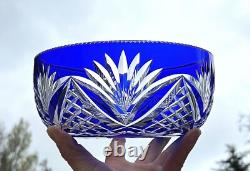 St Louis Coupe Saladier Centre De Table Cristal Taillé De Couleur Coloré Bleu