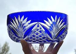 St Louis Coupe Saladier Centre De Table Cristal Taillé De Couleur Coloré Bleu