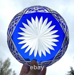 St Louis Coupe Saladier Centre De Table Cristal Taillé De Couleur Coloré Bleu