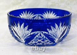 St Louis Coupe Saladier Centre De Table Cristal Taillé De Couleur Coloré Bleu