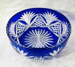 St Louis Coupe Saladier Centre De Table Cristal Taillé De Couleur Coloré Bleu