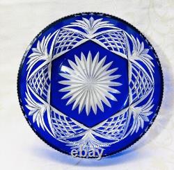 St Louis Coupe Saladier Centre De Table Cristal Taillé De Couleur Coloré Bleu