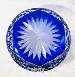 St Louis Coupe Saladier Centre De Table Cristal Taillé De Couleur Coloré Bleu
