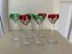 St Louis Modèle Bristol 6 Verres à Pied à Liqueur Cristal Taillé Rouge Et Vert