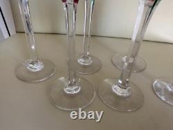 St Louis modèle Bristol 6 verres à pied à liqueur cristal taillé rouge et vert