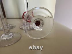 St Louis modèle Bristol 6 verres à pied à liqueur cristal taillé rouge et vert