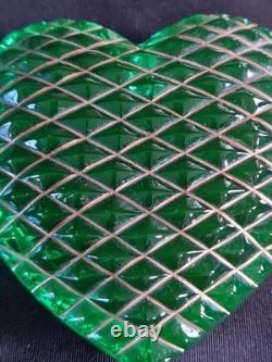 Sublime Coeur En Cristal Taillé De Saint Louis Presse Papier Sulfure