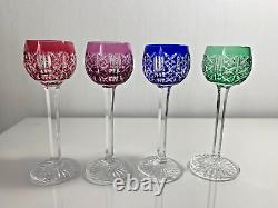 Superbe 4 petits verres couleur roemer cristal signés St Louis modèle Riestling