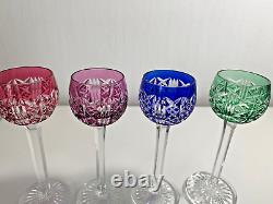 Superbe 4 petits verres couleur roemer cristal signés St Louis modèle Riestling