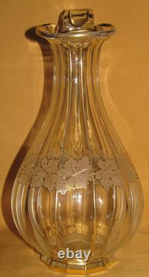 Superbe pichet cristal de Saint Louis Baccarat ancien à décor de feuilles or