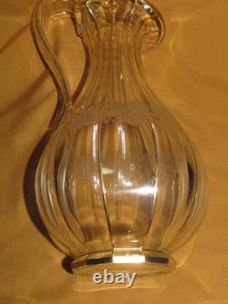 Superbe pichet cristal de Saint Louis Baccarat ancien à décor de feuilles or