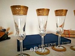 Thistle cristal Saint Louis. 8 flûtes à champagne. Verres/crystal/Gold