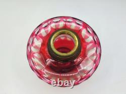 Toupie saint louis cristal rouge lampe a pétrole baccarat