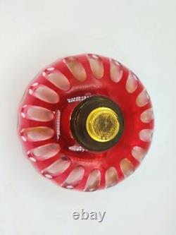 Toupie saint louis cristal rouge lampe a pétrole baccarat