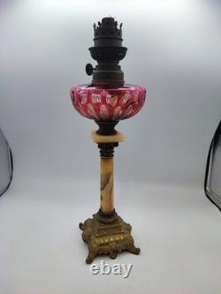 Toupie saint louis cristal rouge lampe a pétrole baccarat