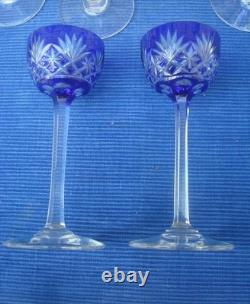 V74 Lot 10 Verre Cristal Overlay Bleu St Louis ancien Modèle Massenet