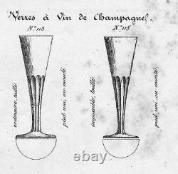 Val Saint Louis Lambert Flutes A Champagne Cristal Uni 19ème Xixème Ac Baccarat